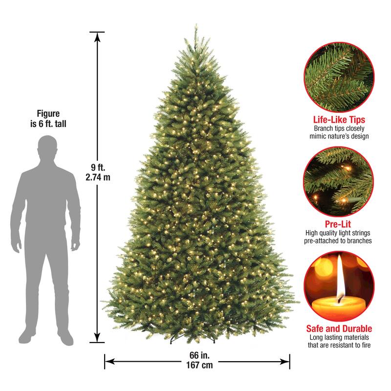 National Tree Company 9 ft. Dunhill Fir Christmas Tree with Clear Lights - 9 Foot