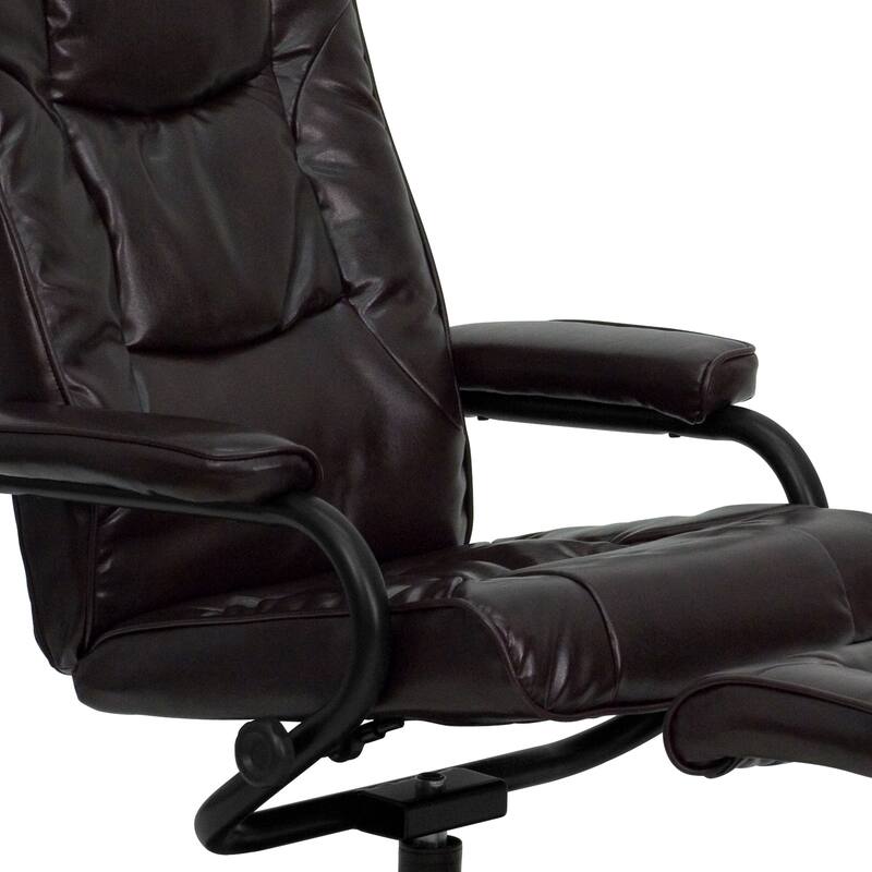 Contemporary Multi-Position Recliner and Ottoman with Wrapped Base