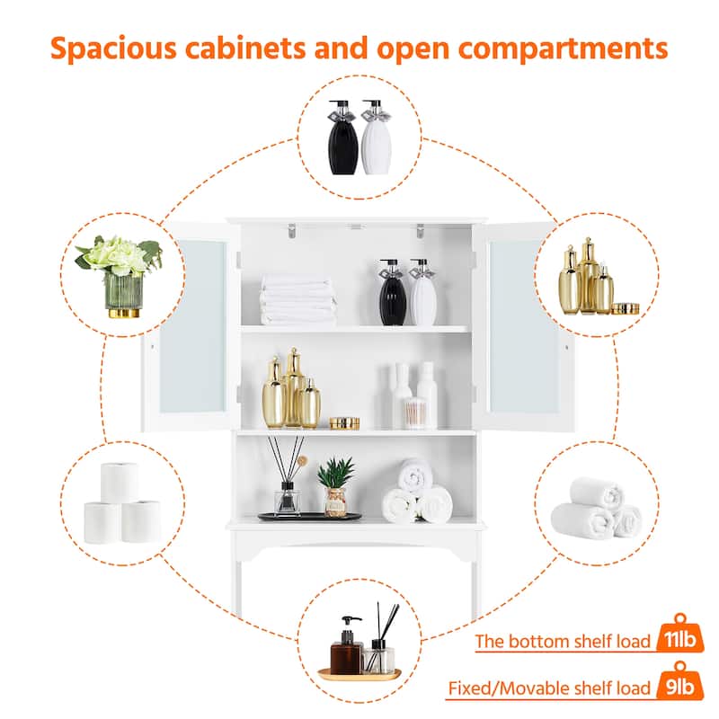 Yaheetech Bathroom Organizer Over The Toilet,2-Door,1 Open-Shelf