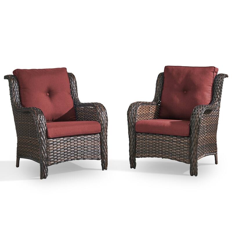 Gymojoy Outdoor Wicker Club Chairs Patio Seating with Olefin Weather-Resistant Cushions