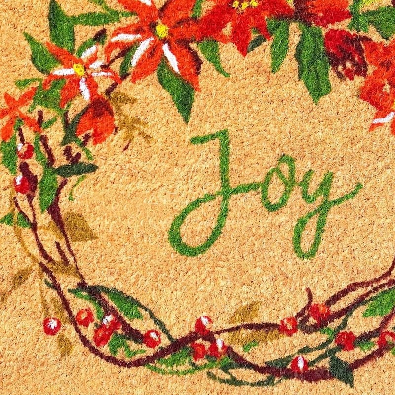 HomeRoots 17" X 29" Brown Red And Green Christmas Outdoor Coir Door Mat - 17.00' X '29.00