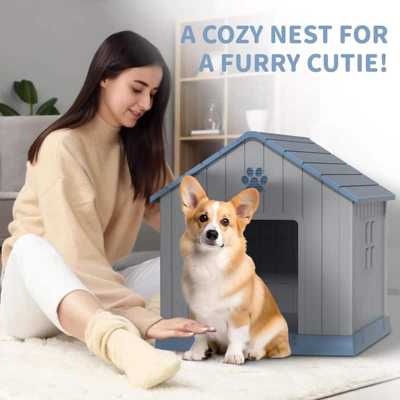 Durable Waterproof Plastic Dog House for Small to Large Sized Dogs