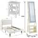 preview thumbnail 13 of 15, VECELO White 4 Piece Bedroom Set Upholstered Height-Adjustable Bed Nightstand Standing Jewelry Mirror Cabinet