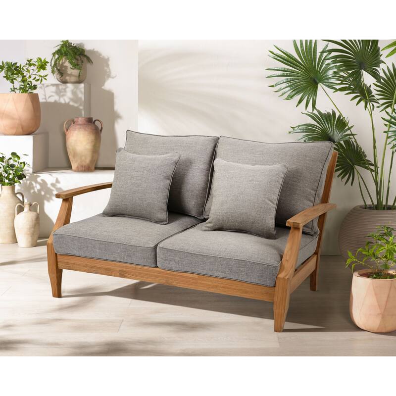 SAFAVIEH Couture Martinique Wood Patio Loveseat - 56"W x 35"D x 32"H