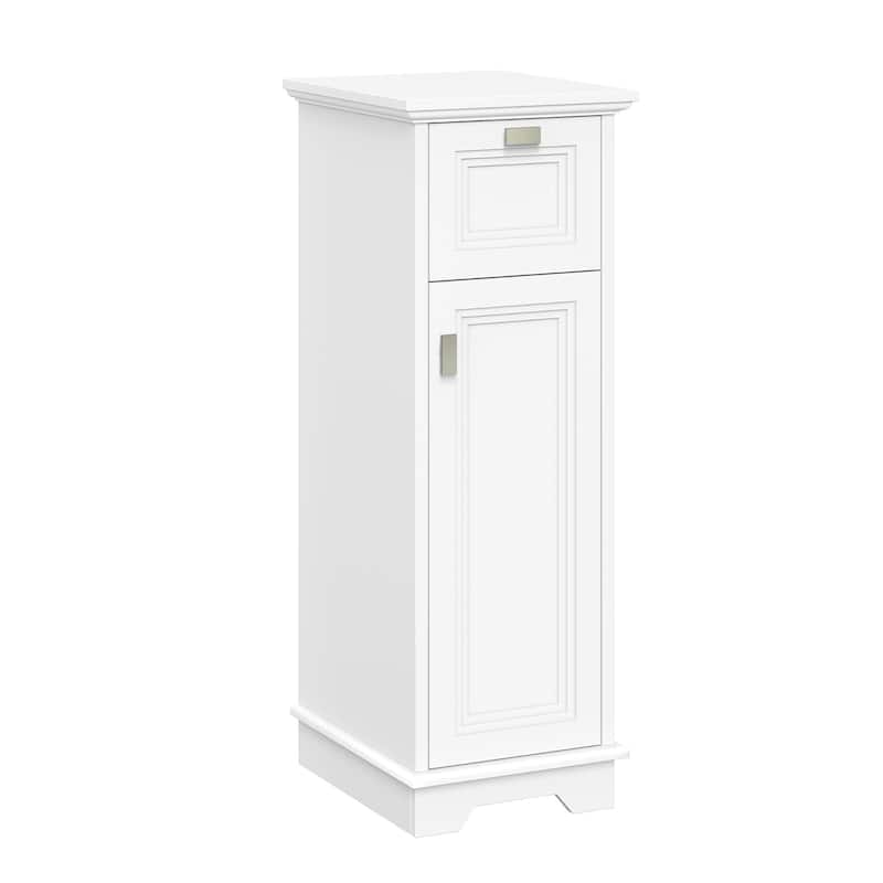Geneva Slim Cabinet with Layered Door and Drawer – White - N/A