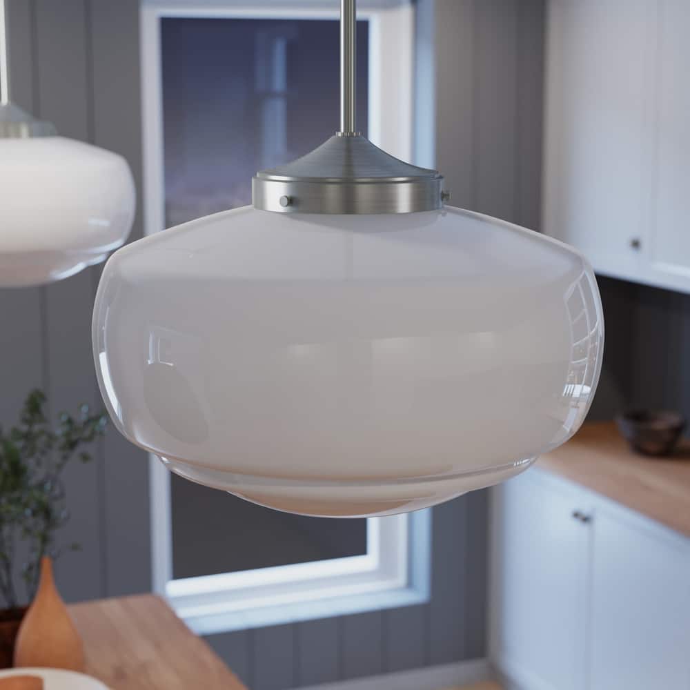 Hunter 16" Saddle Creek 1 Light Pendant / Semi-Flush Mount Ceiling Light - Entry, Kitchen Island, Dining Room - Schoolhouse