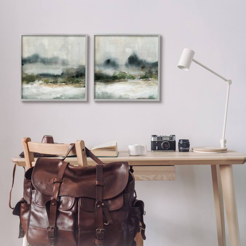Stupell Somber Abstract Landscape Mountain Watercolor Details 2 Piece Framed Wall Art, Design by Carol Robinson