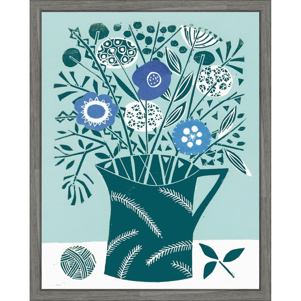 Decorative Flower Pot by Giuliana Lazzerini Framed Canvas Wall Art Print