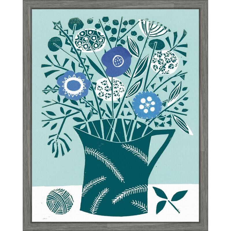 Decorative Flower Pot by Giuliana Lazzerini Framed Canvas Wall Art Print