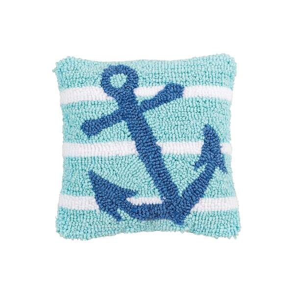 slide 2 of 3, 8" x 8" Anchor Stripe Petite Hooked Throw Pillow - Blue