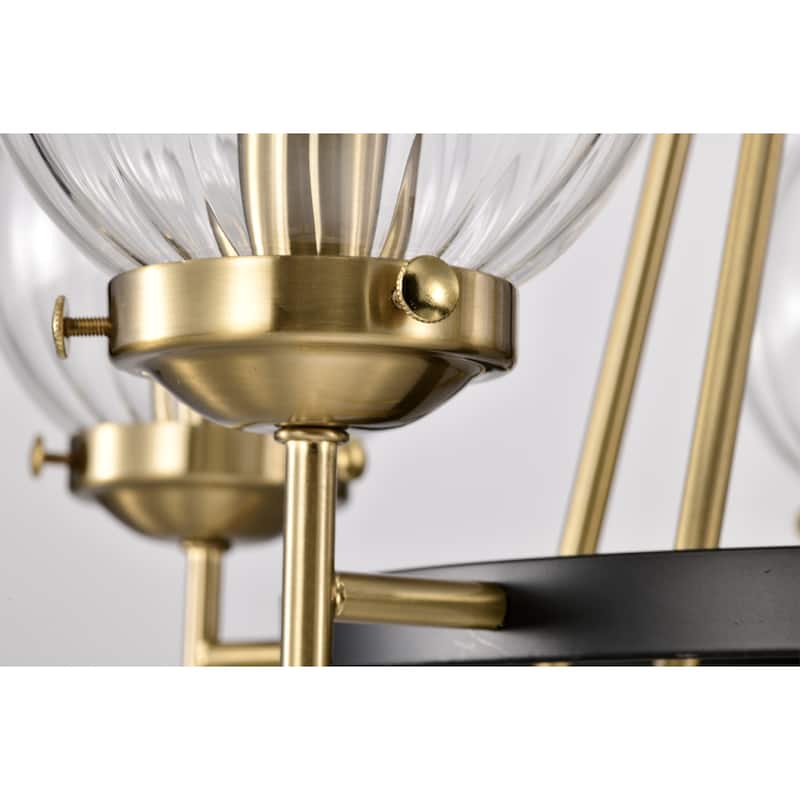 Ines 21 Inch Clear Globe Glass Chandelier 5 Light - N/A