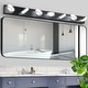 preview thumbnail 2 of 7, Modern 7-Light LED Vanity Fixture - Black Iron Finish with Acrylic Shades, Dimmable & Energy-Efficient