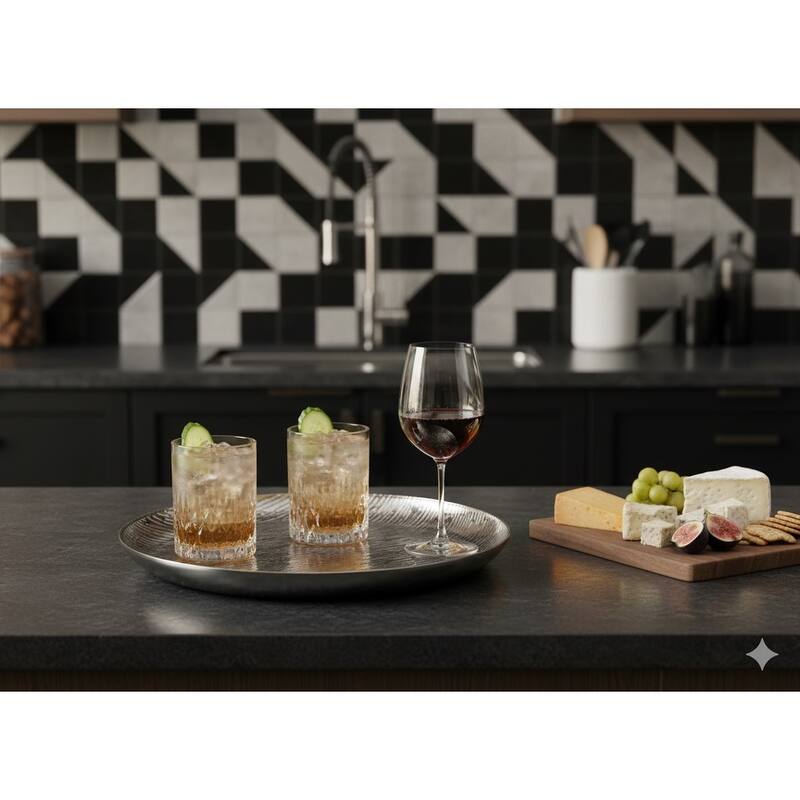 Round Platter with Line Texture: 11" D