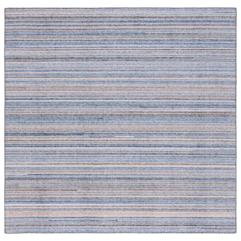 SAFAVIEH Handmade Flatweave Kilim Vjera Stripe Rug - 6' Square - Blue/Yellow