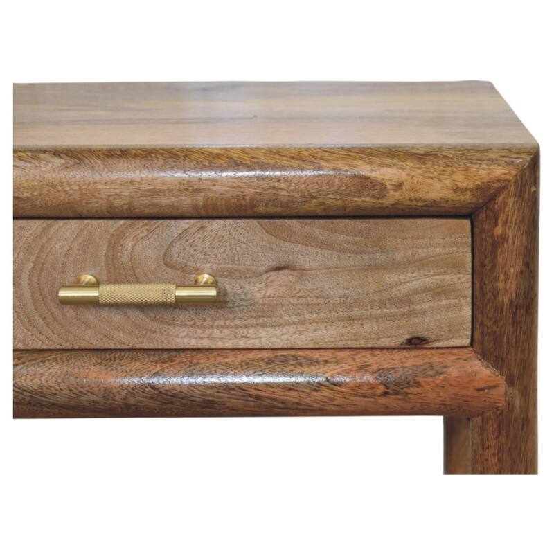 HomeRoots 20" Light Brown Solid Wood One Drawer Nightstand With Leather Shelf