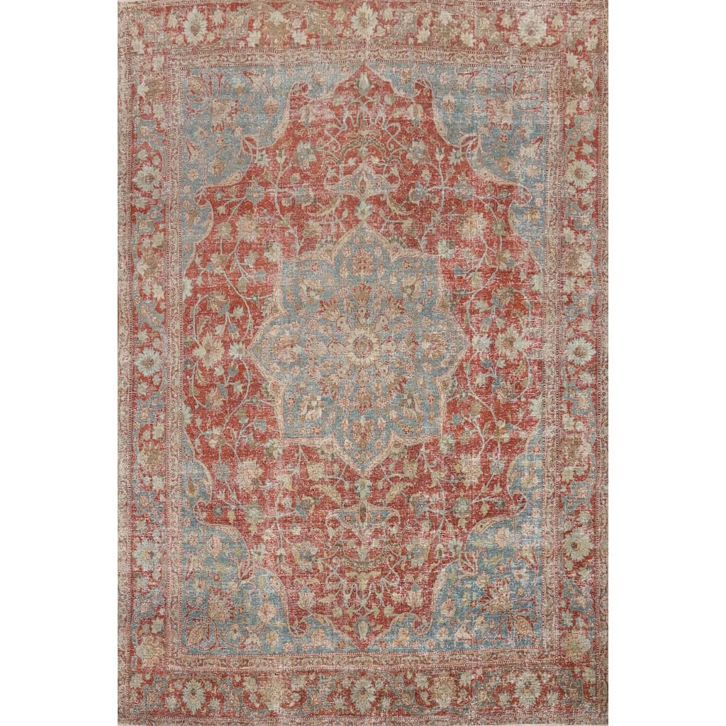 Hand Knotted Oriental 100% Wool Carpet Traditional Floral Oranges & Rust Sarouk Area Rug - 11' 7'' X 8' 9''