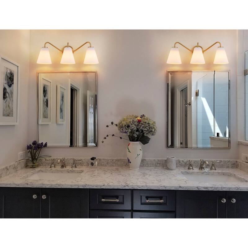 3-Light Bathroom Vanity Light with Frosted Glass
