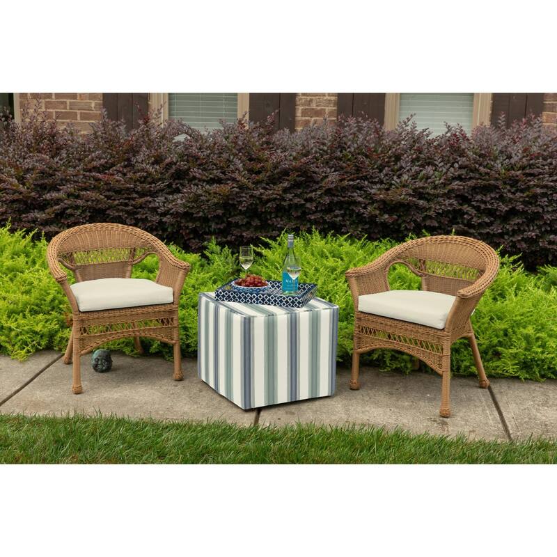 Sunbrella Solid Fabric 1-Piece Indoor/Outdoor Wicker Seat Pad Cushion, 19.5"W x 19.5"L
