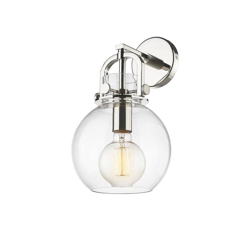 Innovations Lighting 410-1W-14-8 Newton Sphere Sconce Newton Sphere - Polished Nickel / Clear