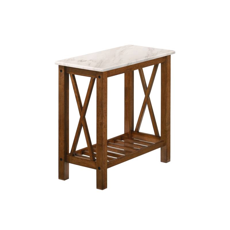 Joya Farmhouse 12-inch Faux Marble 1-Shelf Side Table by Furniture of America