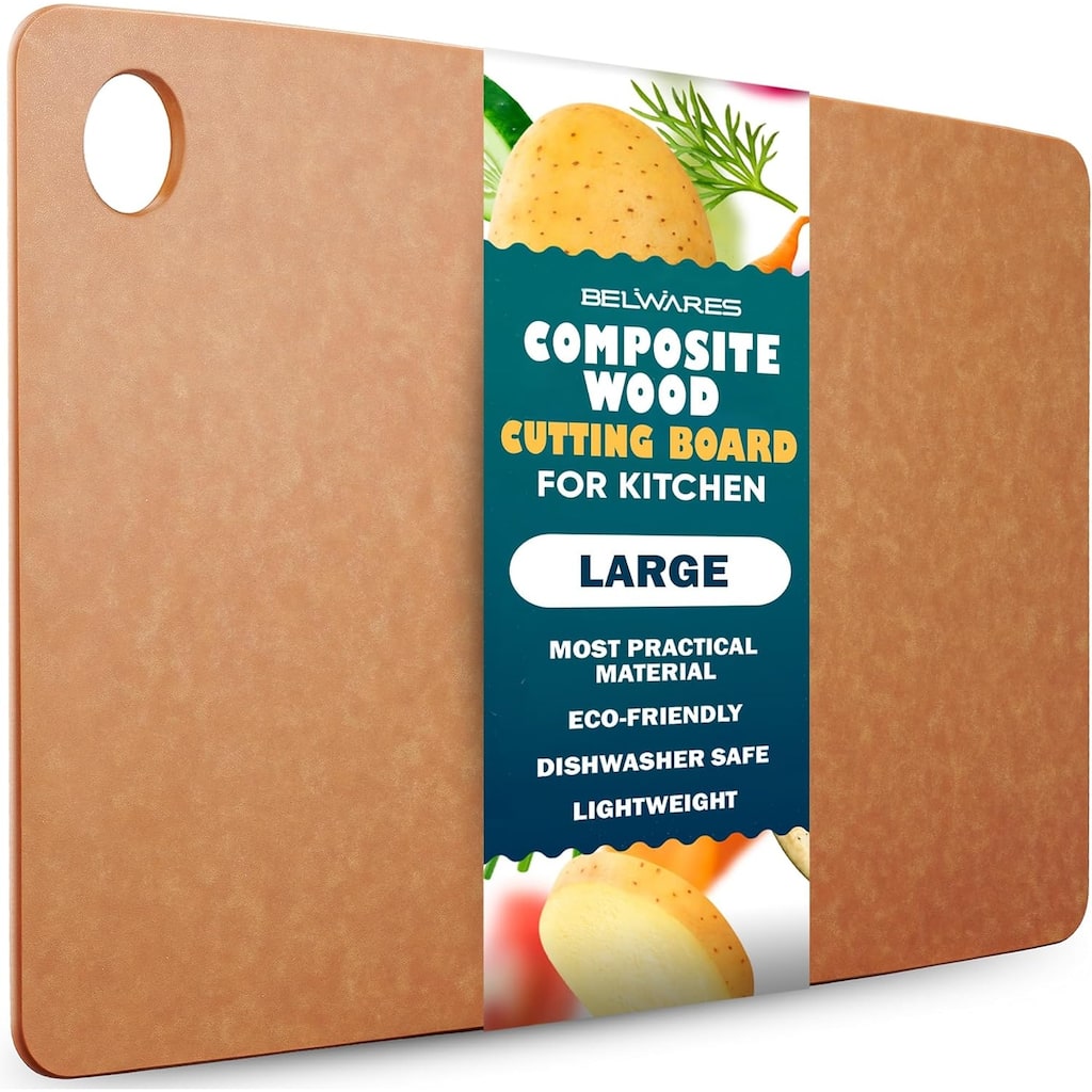 Dishwasher Safe Cutting Boards for Kitchen - Large Composite Wood Cutting Boards - Thin, BPA Free & Eco-Friendly Chopping Board