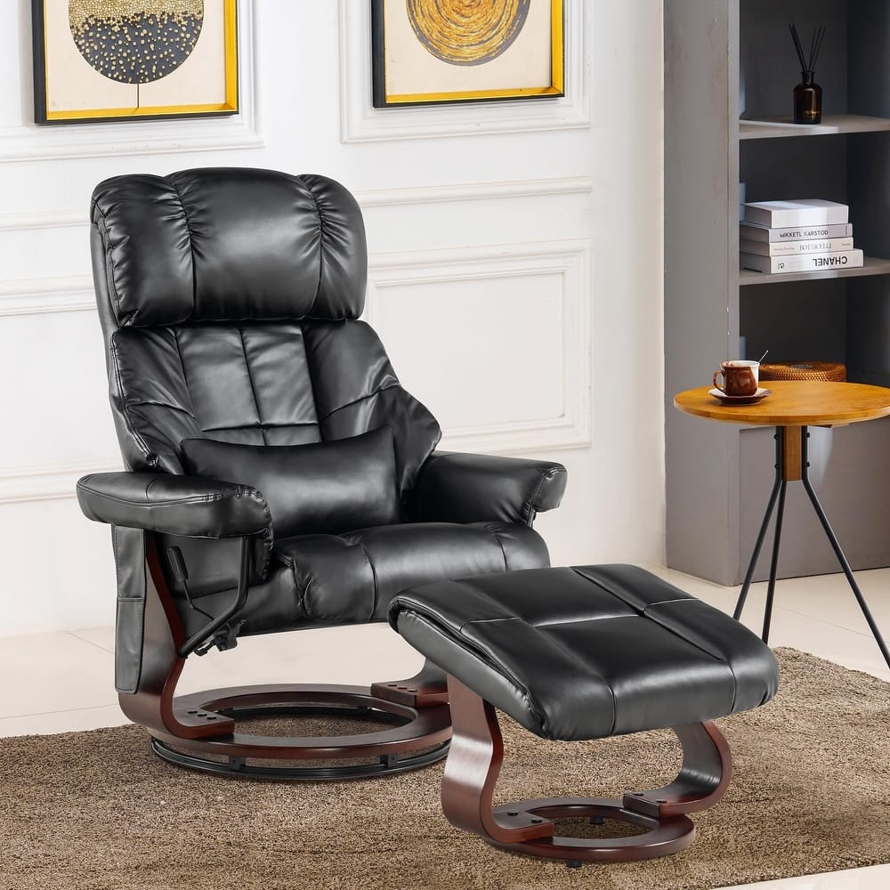 MCombo Recliner Chair with Ottoman Vibration Massag Faux Leather 9068