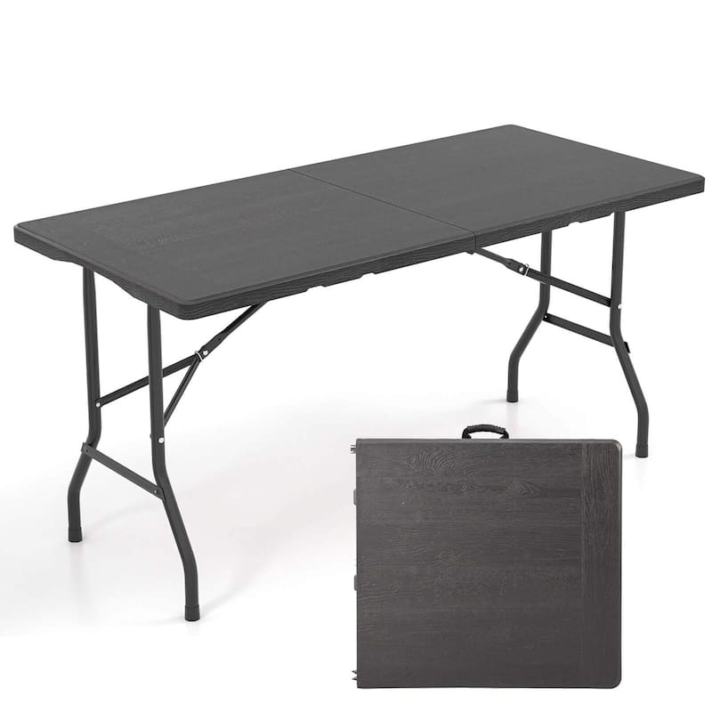 Costway 5 ft Folding Picnic Table Outdoor Dining Table with Rattan - See Details