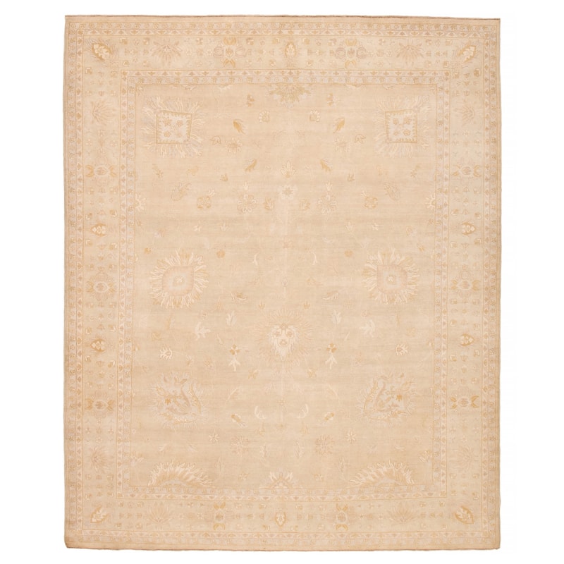 ECARPETGALLERY Hand-knotted Peshawar Oushak Khaki Wool Rug - 8'0 x 9'8 - Light Khaki - 8'0 x 9'8