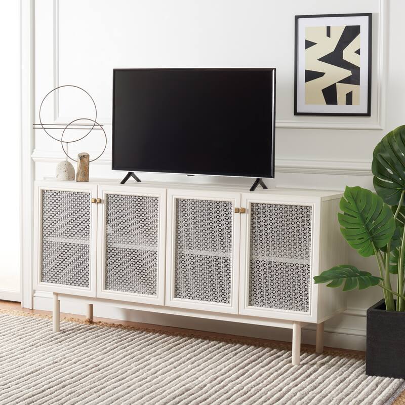 SAFAVIEH Home Piran 63-inch 4 Door 2 Shelf Media Stand. - 63"Wx16"Dx32"H