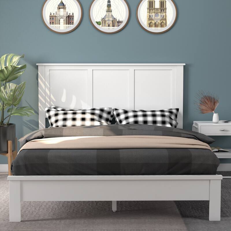 Costway Full Wood Headboard Flat Panel Pre-drilled Holes Height