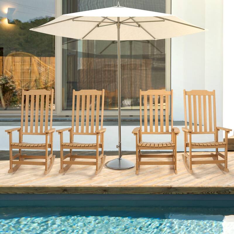 Vrakae 4 PCS Patio All Weather Resistant High Back Rocking Chair