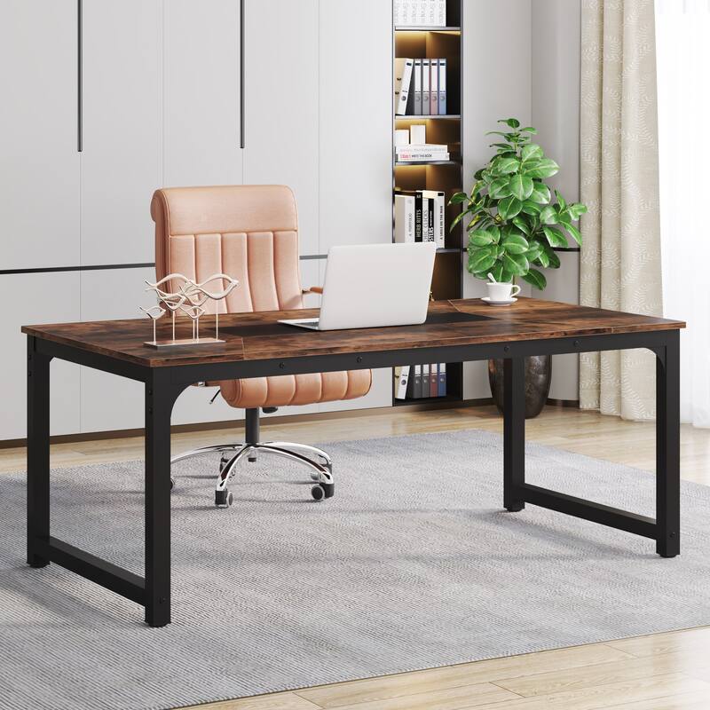 70.87" Large Computer Office Desk, Conference Table Rustic Brown