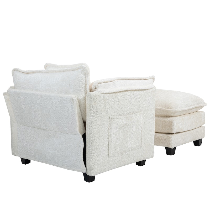 Rustic Side Chair Vanity Chair with Ottoman, Office Chair Reception Chair Reading Chair Dressing Chair