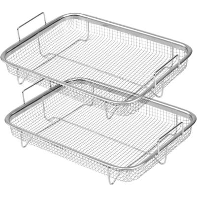 2-Piece Stainless Steel Air Fryer Grill Basket Set for Oven