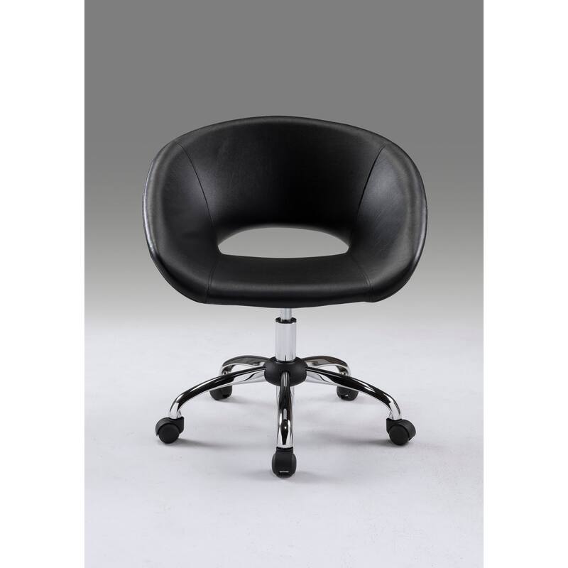 Neos Collection Upholstered PU Office Chair with Chrome Casters and adjustable height gas lift capabilities, Black