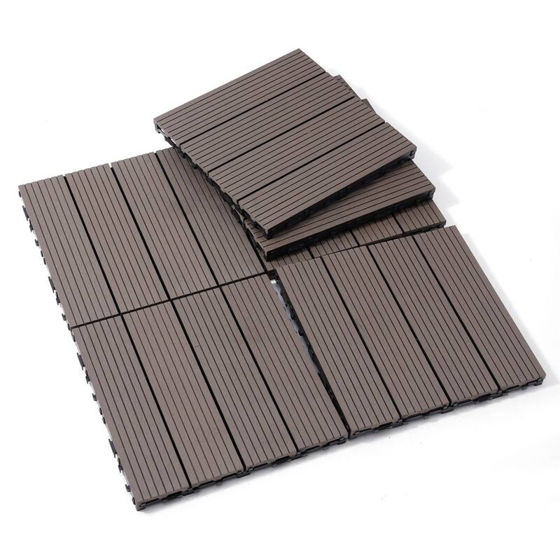 11.8" x 11.8" square wood-plastic composite deck tiles - Light Coffee