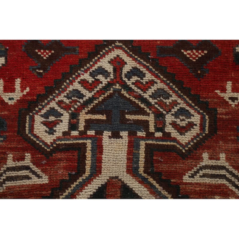 Geometric Bakhtiari Persian Vintage Rug Handmade Tribal Wool Carpet - 4'11"x 10'1"