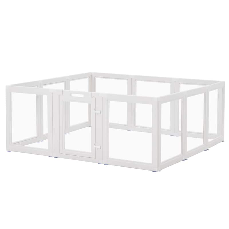 Erommy Clear Pet Pen with Door - Easy Assembly Playpen for Puppies, Cats, Dogs, Rabbits, and Small Animals
