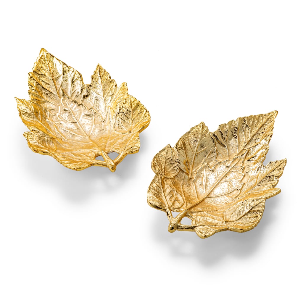 Set of 2 Gold Leaf Candy Bowl