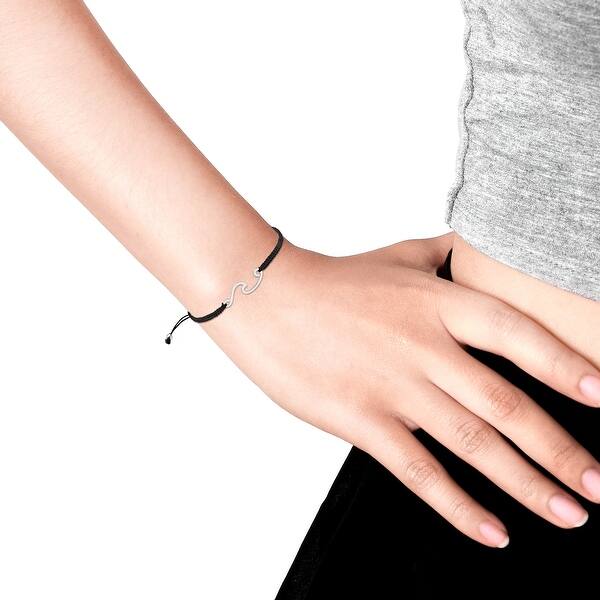 Cross Silver And Black Adjustable Paracord Bracelet Medium-Large 6-8in Wrist