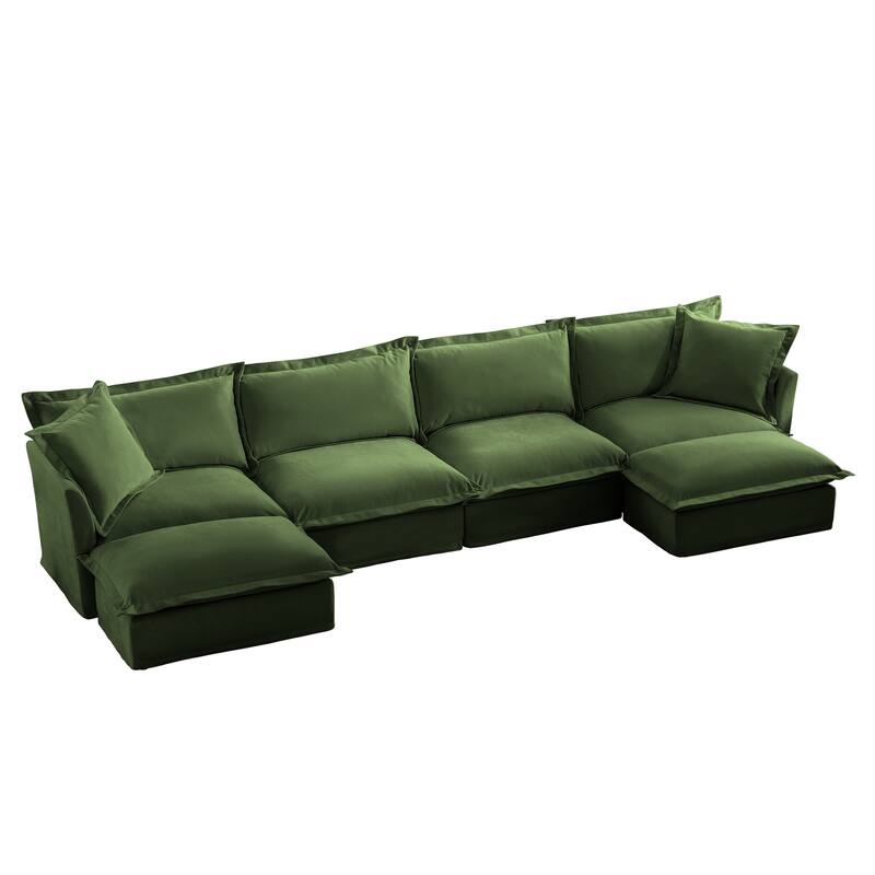 Modern Deep Seat Modular Sofa with Removable Chenille Covers and Plush Cushions for Living Room and Guest Room