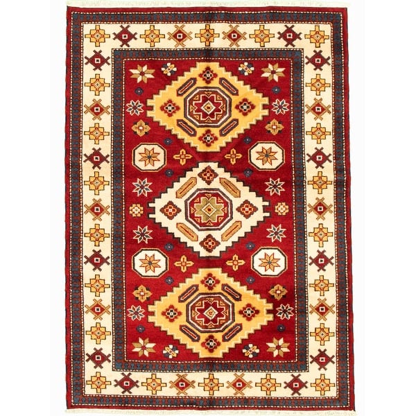 Bedroom Royal Kazak Bordered Ivory Rug 5'7 x 7'10 Hand-Knotted Wool Rug eCarpet Gallery Area Rug for Living Room 346248 Bedroom Royal Kazak Bordered Ivory Rug 5'7 x 7'10 Hand-Knotted Wool Rug eCarpet Gallery Area Rug for Living Room 346248