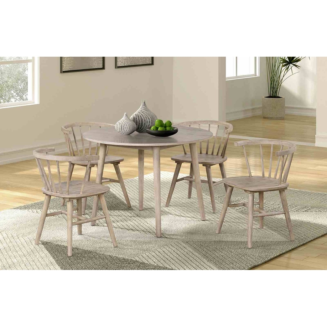 Natural Oak Finish 5PC Modern Dining Set Round Table and Chairs