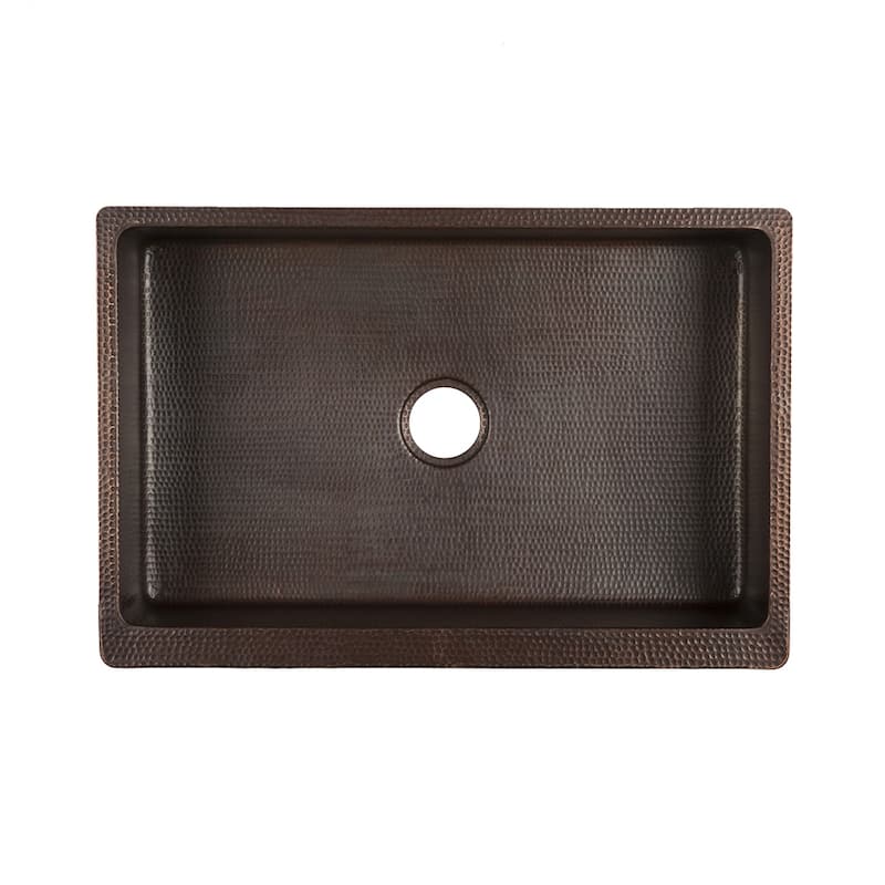 30-in Hammered Copper Apron Front Single Basin Kitchen Sink with Scroll Design (KASDB30229S)