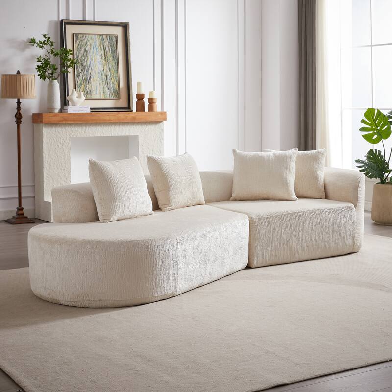 114" Chenille Deep-Seat Sectional Sofa with 4 Pillows