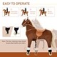 preview thumbnail 5 of 8, Large Plush Rocking Horse with Pedals and Wheels for Ages 5-16, 130 lbs Capacity