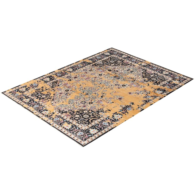 Ikat One-of-a-Kind Hand-Knotted Area Rug - Black, 9' 2" x 12' 3" - 9' 2" x 12' 3"