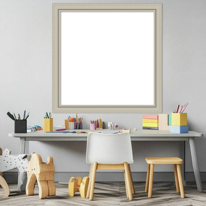 Amanti Art Romano Silver Narrow Framed Dry Erase Magnetic Board