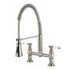 preview thumbnail 17 of 29, Kingston Brass Essex Double-Handle Wall-Mount Pre-Rinse Bridge Kitchen Faucet Brushed Nickel