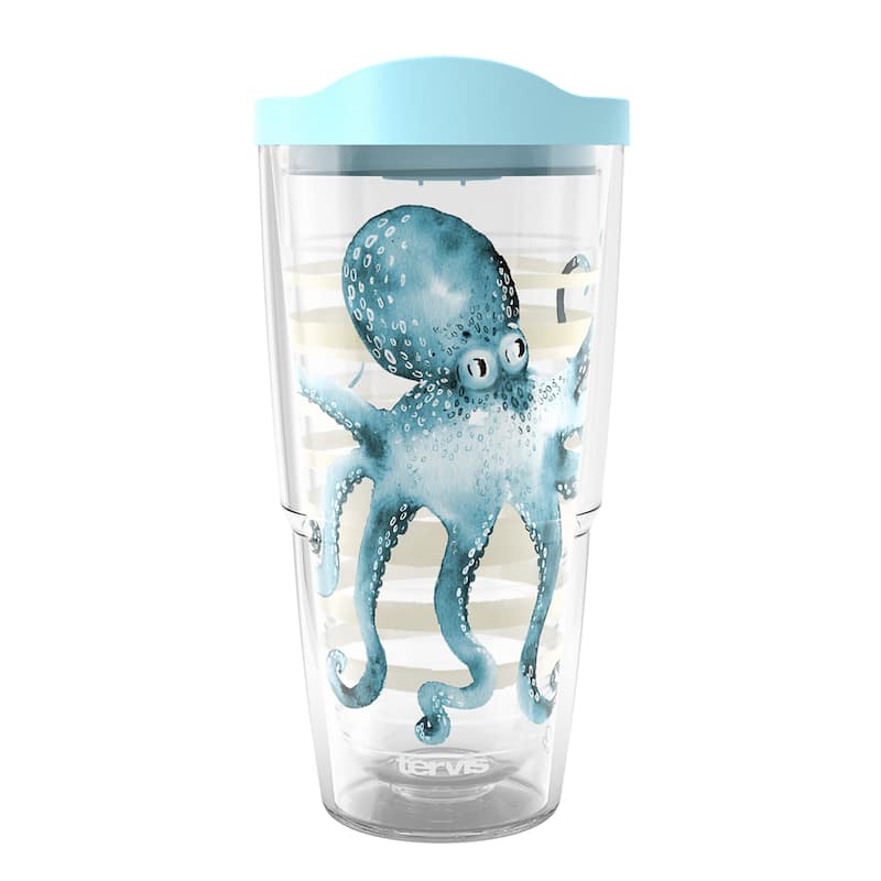 Tervis Sara Berrenson Atlantica Collection Made in USA Double Walled Insulated Travel Tumbler, Octopus - 24oz